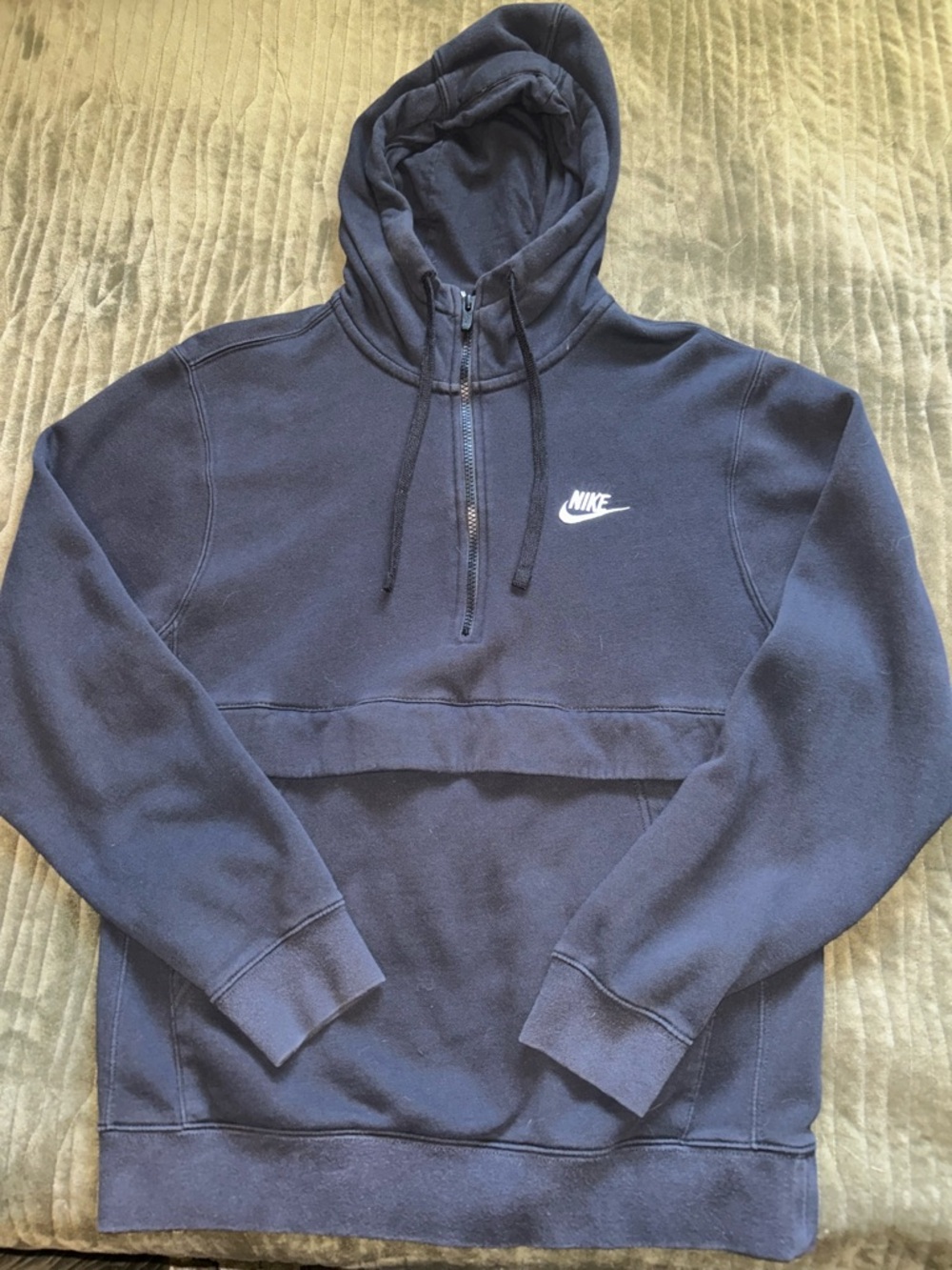 Y2K Nike Pullover— 1/4 Quarter Zip Embroidered Swoosh Black Small